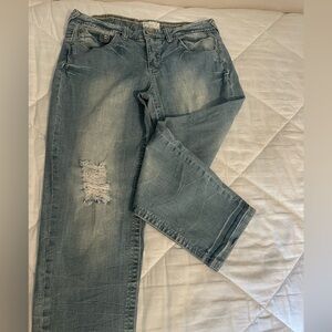 Light Wash Distressed Boyfriend Blue Jeans by Younique